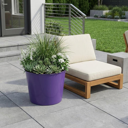 7" Navy Blue Recycled Plastic Indoor Outdoor Round Pot Planter