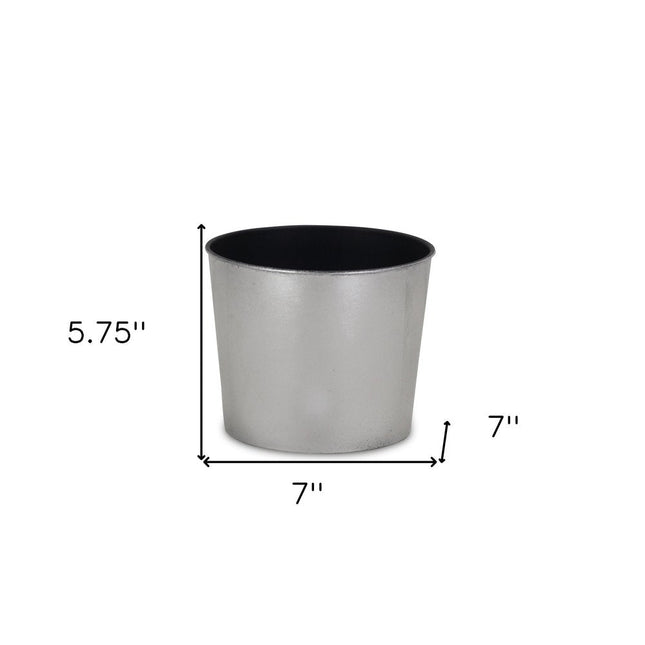 7" Silver Recycled Plastic Indoor Outdoor Round Pot Planter HomeRoots