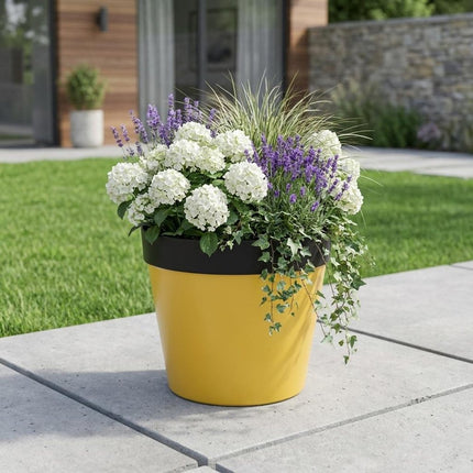 7" Yellow Recycled Plastic Indoor Outdoor Round Pot Planter HomeRoots