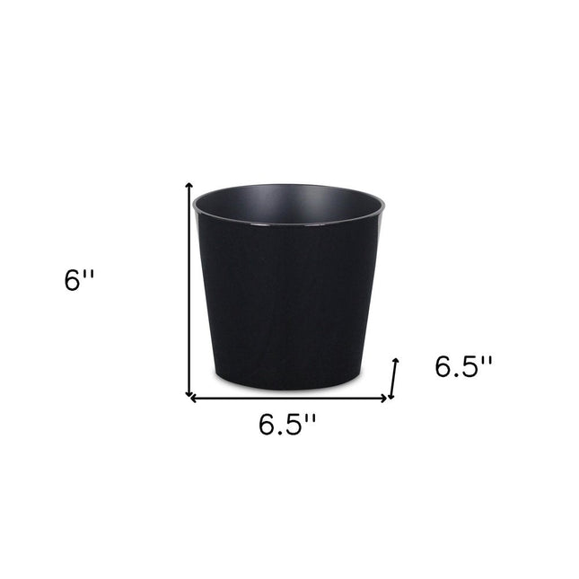 7" Black Recycled Plastic Indoor Outdoor Round Pot Planter HomeRoots