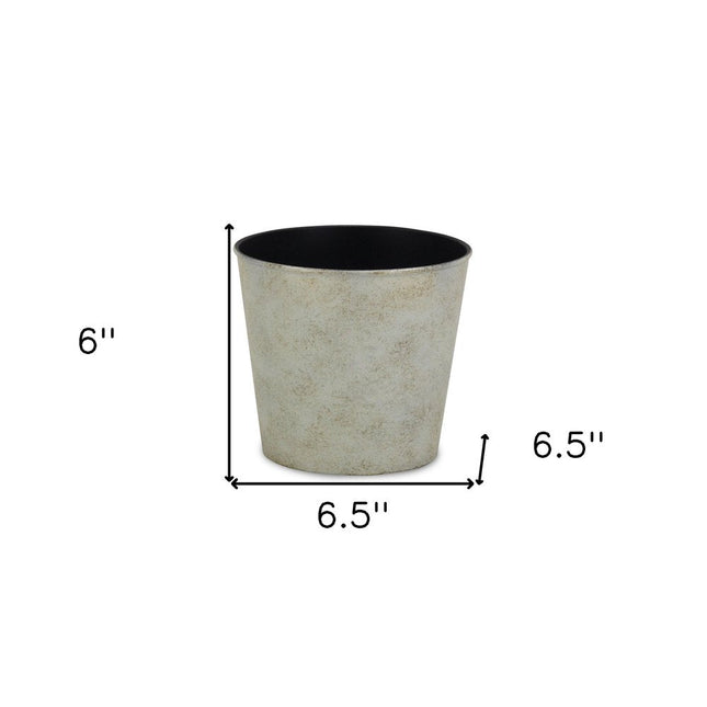 7" Silver Recycled Plastic Indoor Outdoor Round Pot Planter HomeRoots