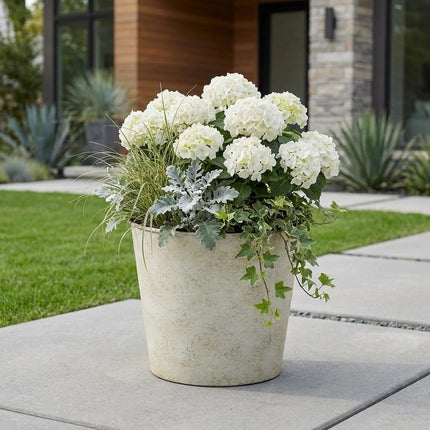 7" Silver Recycled Plastic Indoor Outdoor Round Pot Planter HomeRoots