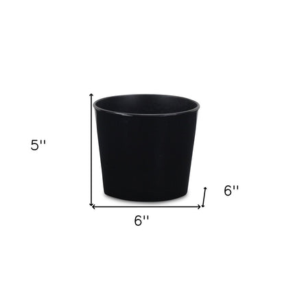 6" Black Recycled Plastic Indoor Outdoor Round Pot Planter