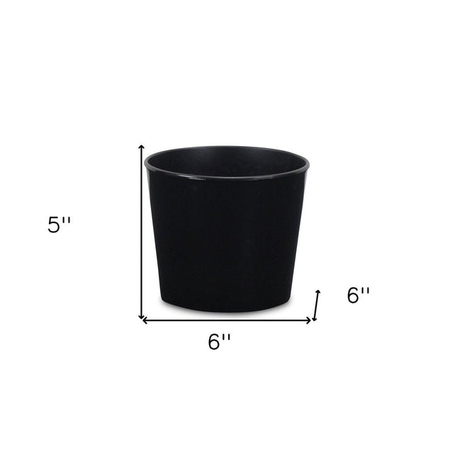 6" Black Recycled Plastic Indoor Outdoor Round Pot Planter HomeRoots