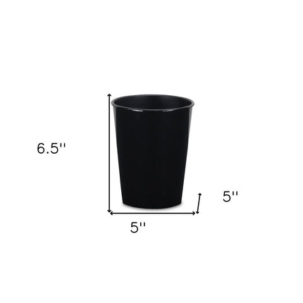 5" Black Recycled Plastic Indoor Outdoor Round Pot Planter HomeRoots