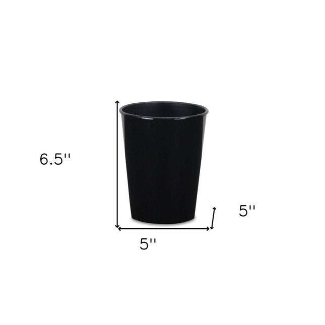 5" Black Recycled Plastic Indoor Outdoor Round Pot Planter HomeRoots