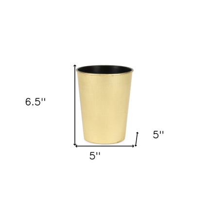 5" Gold Recycled Plastic Indoor Outdoor Round Pot Planter HomeRoots