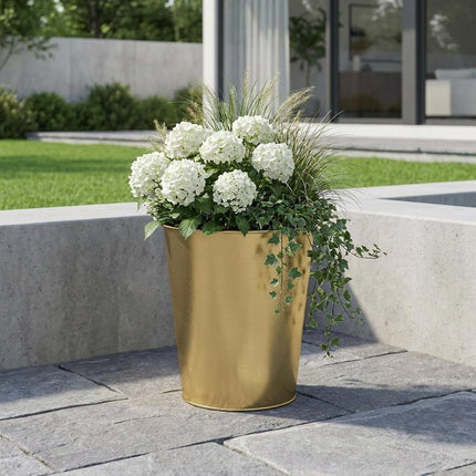 5" Gold Recycled Plastic Indoor Outdoor Round Pot Planter