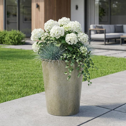 5" Gray Recycled Plastic Indoor Outdoor Round Pot Planter HomeRoots