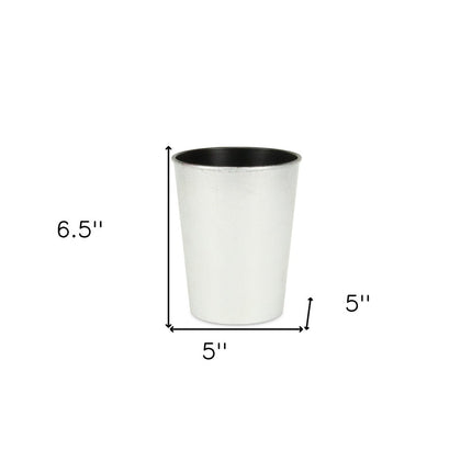 5" Silver Recycled Plastic Indoor Outdoor Round Pot Planter HomeRoots