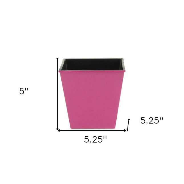 5" Hot Pink Recycled Plastic Indoor Outdoor Square Pot Planter HomeRoots