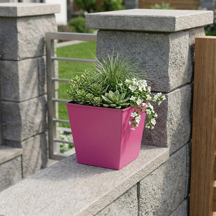 5" Hot Pink Recycled Plastic Indoor Outdoor Square Pot Planter HomeRoots