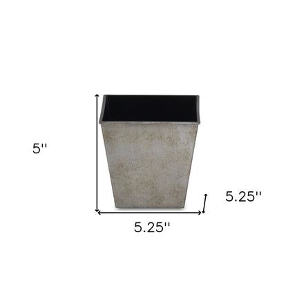 5" Gray Recycled Plastic Indoor Outdoor Square Pot Planter