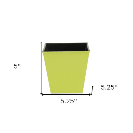 5" Lime Green Recycled Plastic Indoor Outdoor Square Pot Planter HomeRoots