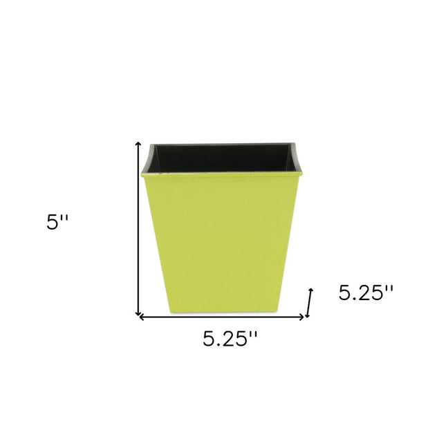 5" Lime Green Recycled Plastic Indoor Outdoor Square Pot Planter HomeRoots