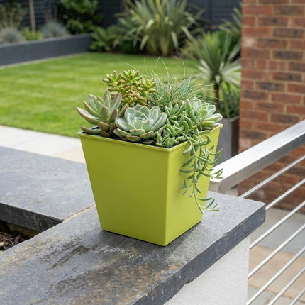 5" Lime Green Recycled Plastic Indoor Outdoor Square Pot Planter HomeRoots