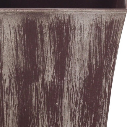 7" Brown and Ivory Textural Tone On Tone Recycled Plastic Indoor Outdoor Square Pot Planter