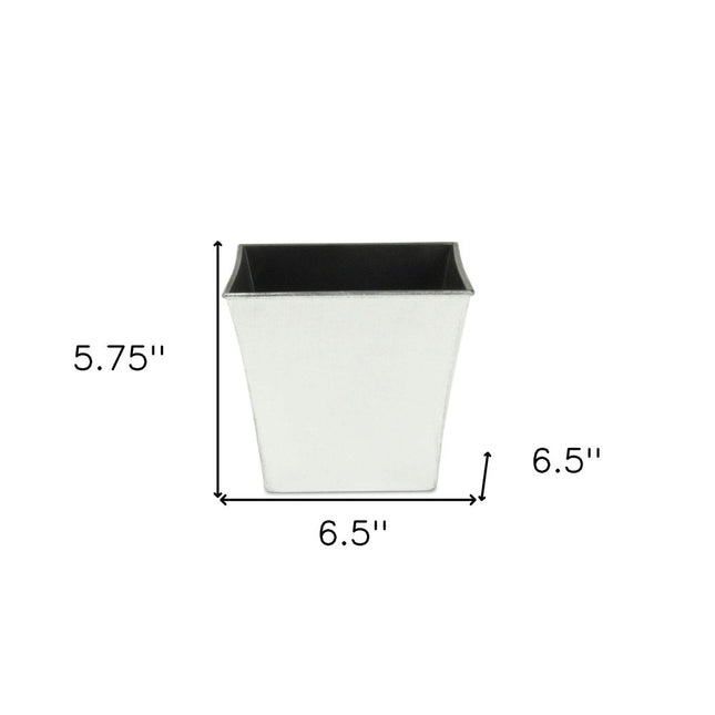 7" Silver Recycled Plastic Indoor Outdoor Square Pot Planter HomeRoots