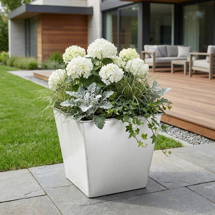 7" Silver Recycled Plastic Indoor Outdoor Square Pot Planter HomeRoots