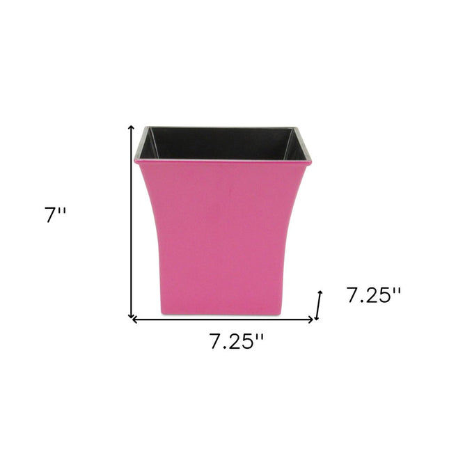 7" Hot Pink Recycled Plastic Indoor Outdoor Square Pot Planter HomeRoots