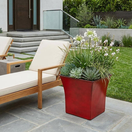 7" Red Recycled Plastic Indoor Outdoor Square Pot Planter HomeRoots