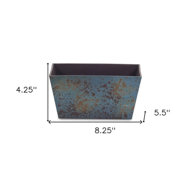 8" Blue Recycled Plastic Indoor Outdoor Rectangular Planter Box HomeRoots