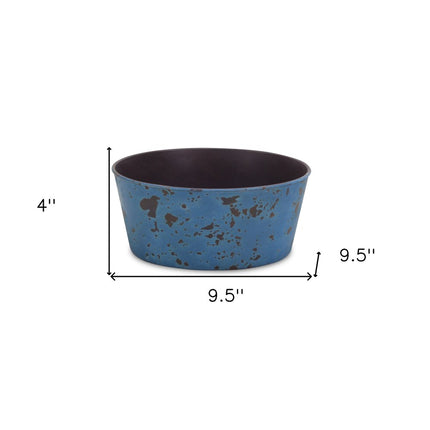 10" Blue Recycled Plastic Indoor Outdoor Round Pot Planter HomeRoots