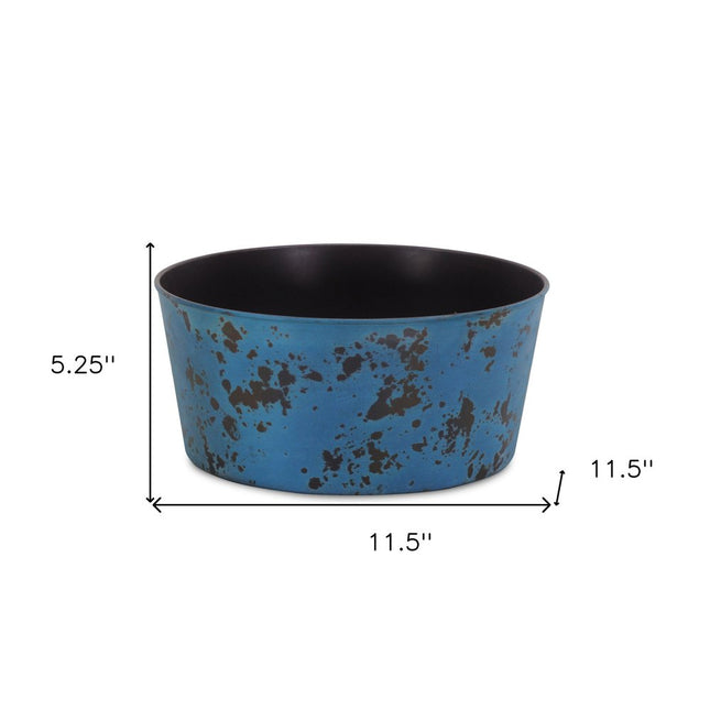 12" Blue Recycled Plastic Indoor Outdoor Round Pot Planter HomeRoots