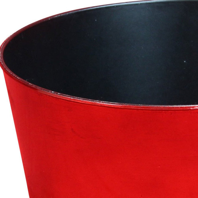 12" Red Recycled Plastic Indoor Outdoor Round Pot Planter HomeRoots