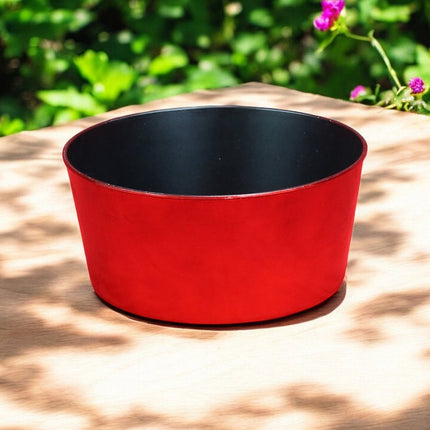 12" Red Recycled Plastic Indoor Outdoor Round Pot Planter HomeRoots