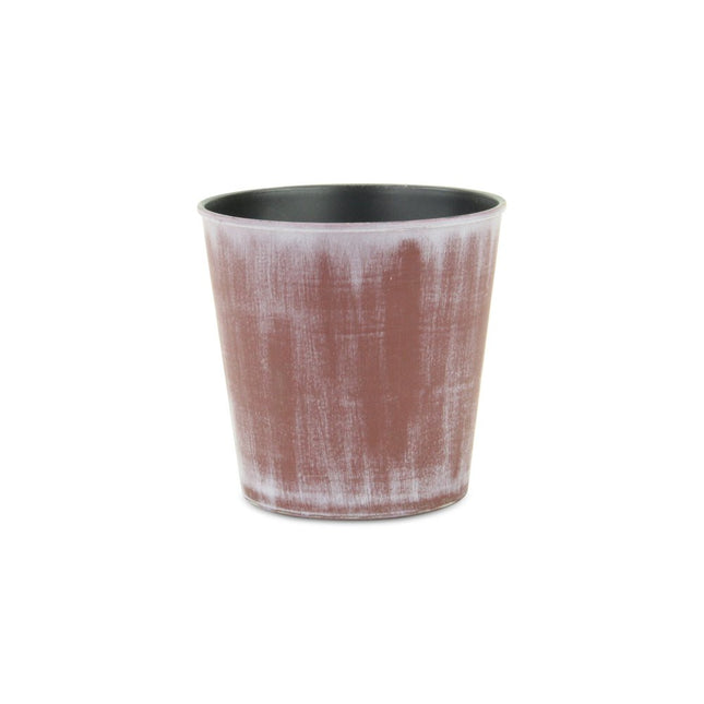 5" Brown and Off White Textural Tone On Tone Recycled Plastic Indoor Outdoor Round Pot Planter HomeRoots