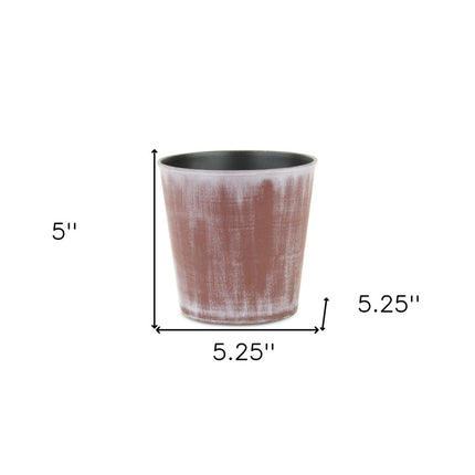 5" Brown and Off White Textural Tone On Tone Recycled Plastic Indoor Outdoor Round Pot Planter