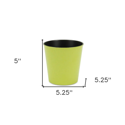 5" Lime Green Recycled Plastic Indoor Outdoor Round Pot Planter HomeRoots