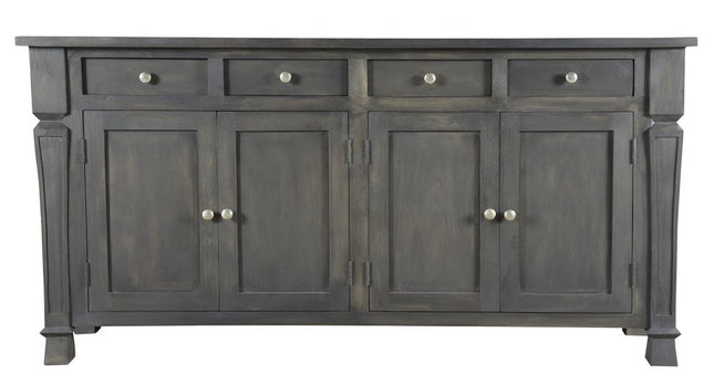 72" Dark Gray Solid Wood Four Drawer Sideboard with Four Doors HomeRoots
