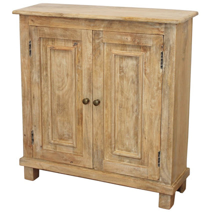 34" Light Brown Solid Wood Sideboard with Two Doors HomeRoots