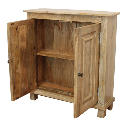 34" Light Brown Solid Wood Sideboard with Two Doors HomeRoots