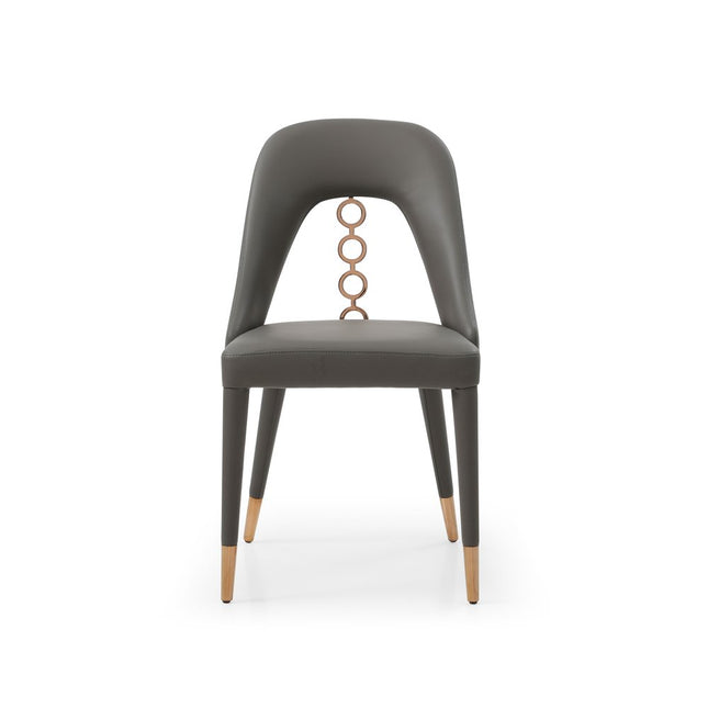 Set of Two Gray Upholstered Faux Leather Dining Side Chairs HomeRoots