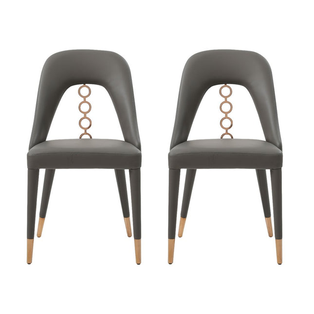 Set of Two Gray Upholstered Faux Leather Dining Side Chairs HomeRoots