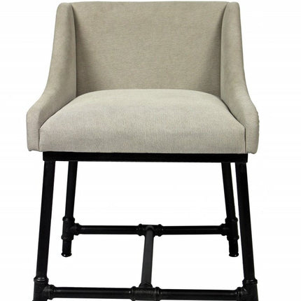 Light Gray and Black Linen Dining Arm Chair HomeRoots