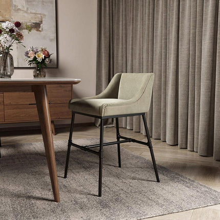Light Gray and Black Linen Dining Arm Chair HomeRoots