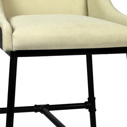 Beige and Black Linen Dining Arm Chair HomeRoots