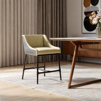 Beige and Black Linen Dining Arm Chair HomeRoots