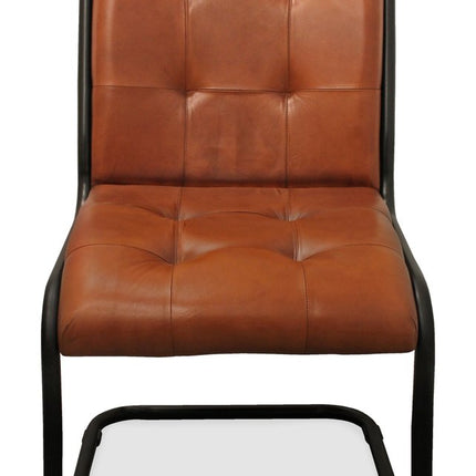 Tufted Cinnamon and Black Upholstered Leather Dining Side Chair HomeRoots