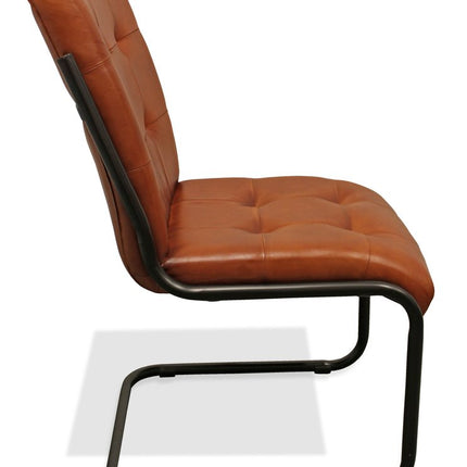 Tufted Cinnamon and Black Upholstered Leather Dining Side Chair HomeRoots