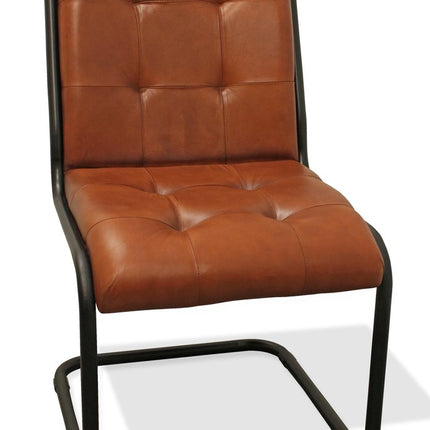 Tufted Cinnamon and Black Upholstered Leather Dining Side Chair HomeRoots