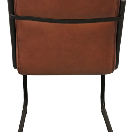 Tufted Cinnamon and Black Upholstered Leather Dining Side Chair HomeRoots