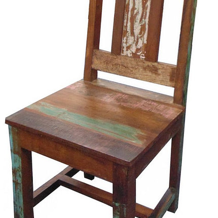 Set of Two Brown Slat Back Dining Side Chairs HomeRoots