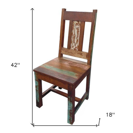 Set of Two Brown Slat Back Dining Side Chairs HomeRoots