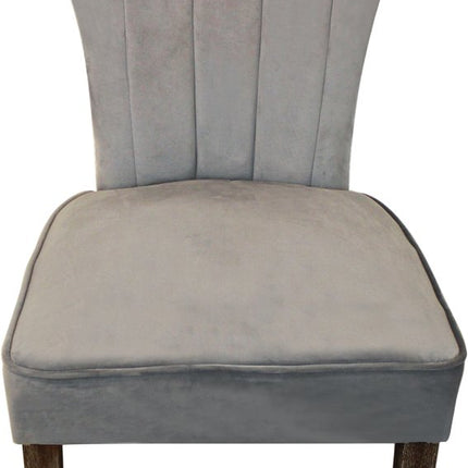 Set of Two Gray And Brown Upholstered Velvet Dining Parsons Chairs HomeRoots