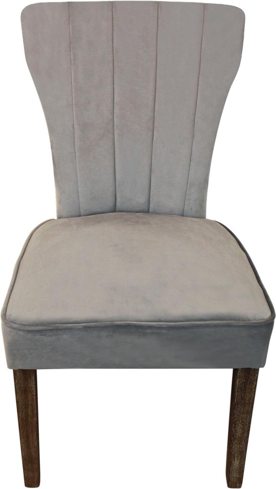 Set of Two Gray And Brown Upholstered Velvet Dining Parsons Chairs HomeRoots